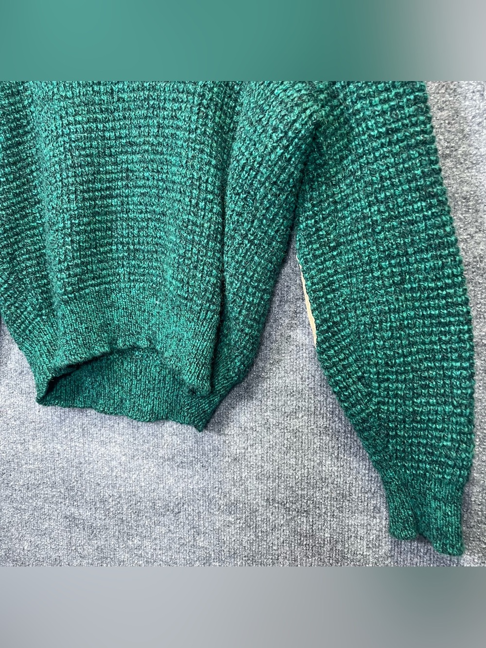Vintage American Eagle Mens Medium Green Wool Knit Patch Elbow Grandpa Sweater - Picture 8 of 11